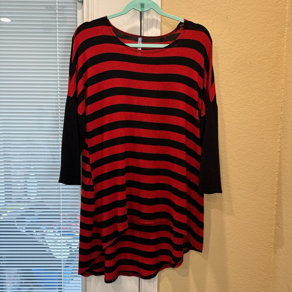 Striped Black and Red Women's Top